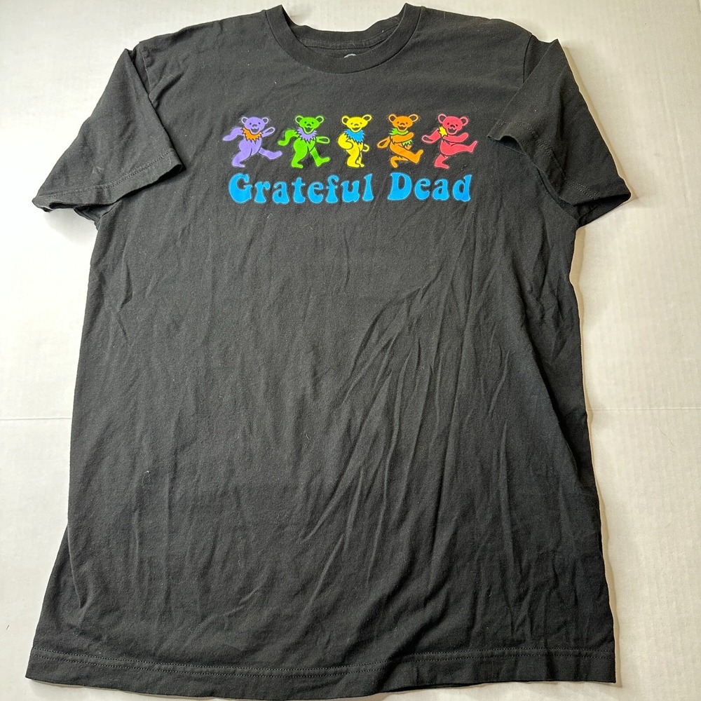 Grateful Dead T-Shirt Mens Large Short Sleeve Dancing Bear Graphic Black T-Shirt